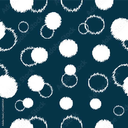 Seamless pattern of white circles and circumferences vector.