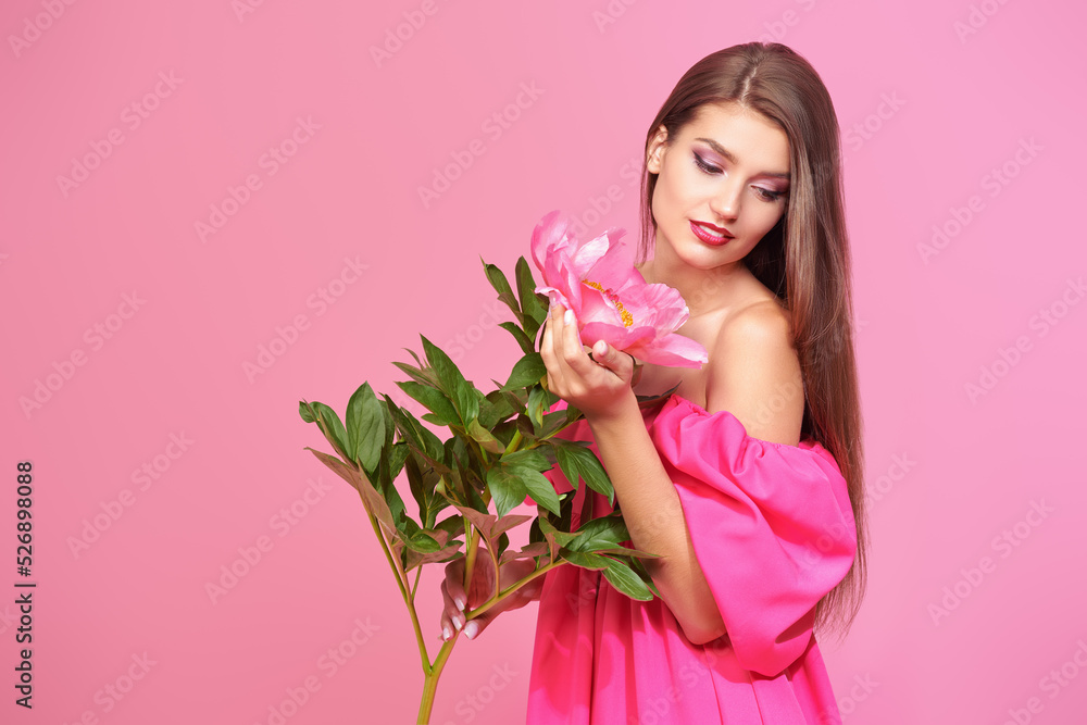 girl with tender peony