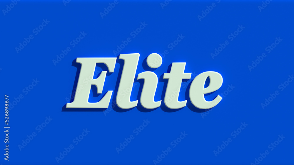 Elite 3D Illustration Text word on blue background Elite 3D Illustration Text word on blue background