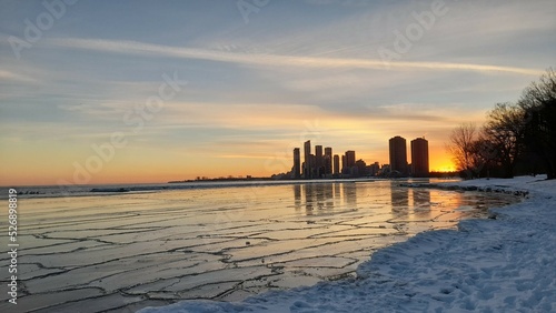 sunset over the lake west toronto