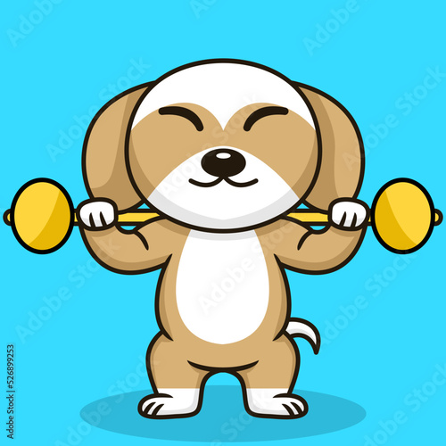 Wallpaper Mural Vector illustration of premium cute dog doing sport lifting gold Torontodigital.ca
