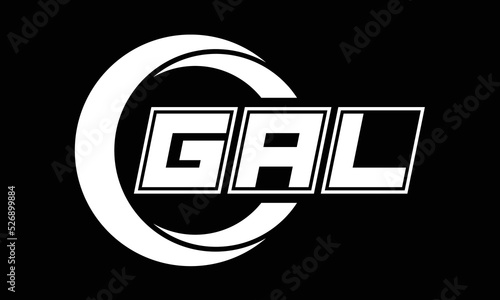 GAL three-letter circle logo design. custom font black and white logo vector template | abstract logo | word mark logo | letter mark logo | business logo | minimalist logo | font logo |