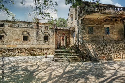 Foshan city, Guangdong, China. Shishan Libian ancient village with a history of 800 years, a collection of Ming and Qing cultures, Lingnan architecture, water town and gardens. photo