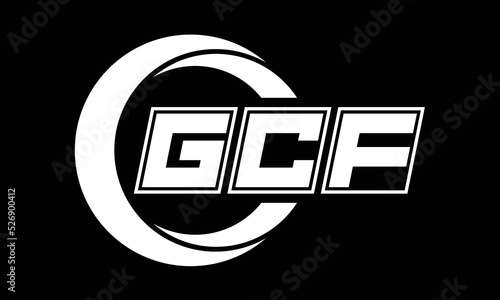 GCF three-letter circle logo design. custom font black and white logo vector template | abstract logo | word mark logo | letter mark logo | business logo | minimalist logo | font logo | photo