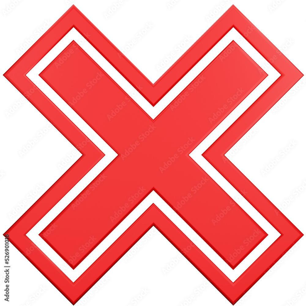 red cross cancel symbol on transparent background. 3D Illustration red cross cancel symbol on transparent background. 3D Illustration