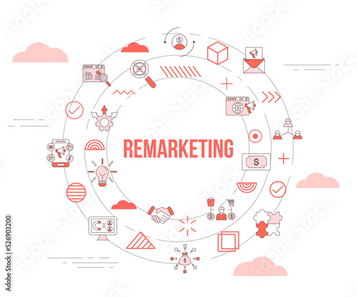 remarketing concept with icon set template banner and circle round shape