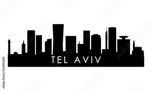 Tel Aviv skyline silhouette. Black Tel Aviv city design isolated on white background.