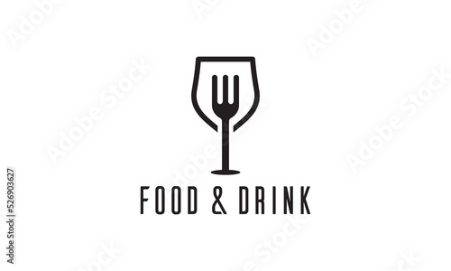 fork and glass logo. food and drink icon vector illustration.