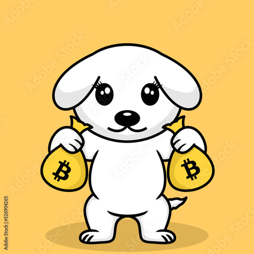 Vector illustration of premium cute dog carrying a sack