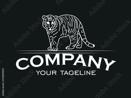 tiger sketch vintage vector logo .tiger illustration template