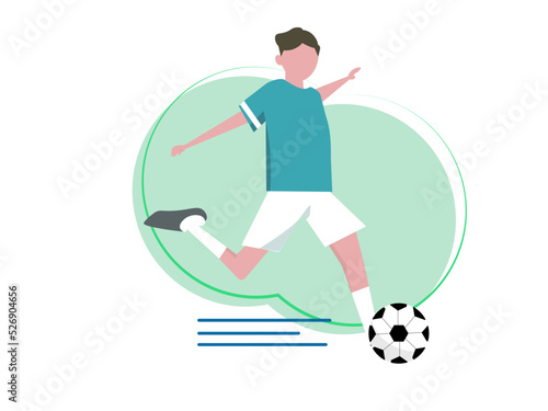 Football player kicking ball. Vector illustration