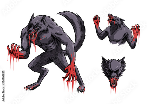 Halloween Ghosts Werewolf covered in Blood
