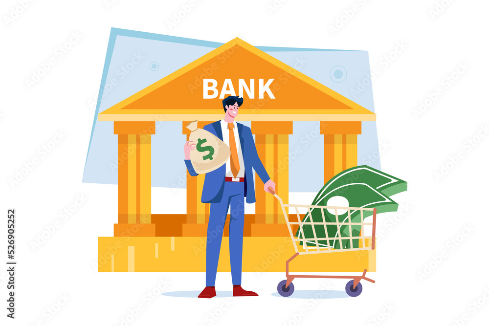 Loan Operations Illustration concept on white background Loan Operations Illustration concept on white background