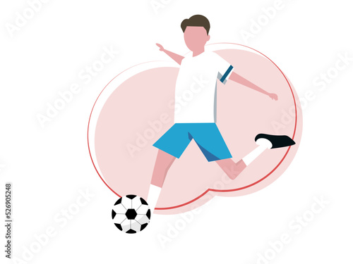 Footballer kicking ball. Soccer player. Vector illustration 
