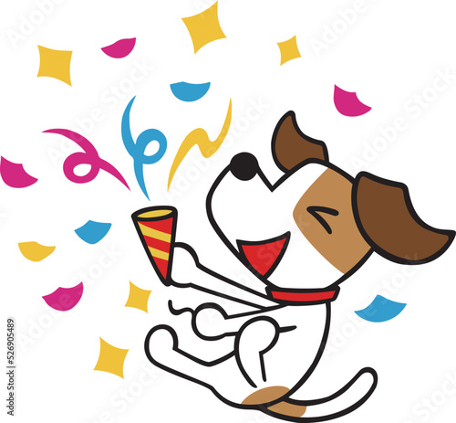 ジャックラッセルテリア犬　クラッカーを鳴らす