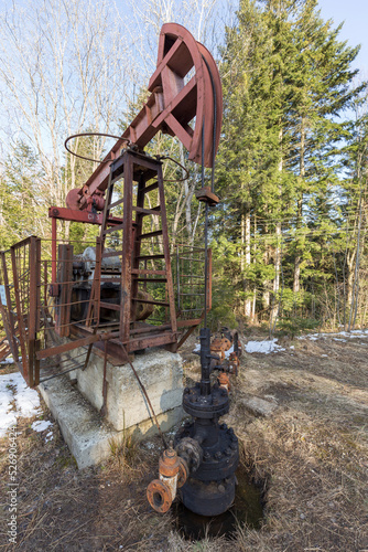 Oil rolling pin. An old oil rolling mill on the outskirts of the city of Boryslav, Ukraine. History of oil production.
 photo