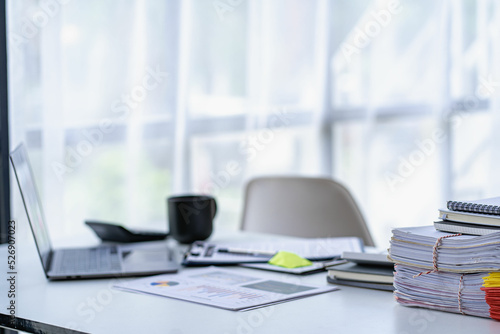 Wallpaper Mural business office with documents and laptop on desk Torontodigital.ca