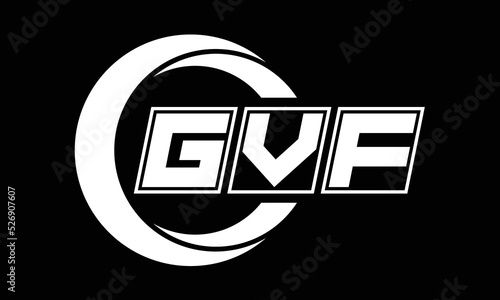 GVF three-letter circle logo design. custom font black and white logo vector template | abstract logo | word mark logo | letter mark logo | business logo | minimalist logo | font logo | photo