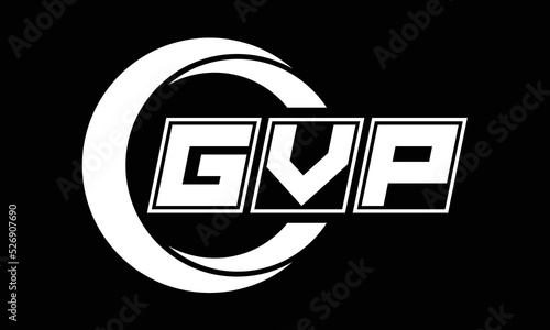 GVP three-letter circle logo design. custom font black and white logo vector template | abstract logo | word mark logo | letter mark logo | business logo | minimalist logo | font logo | photo