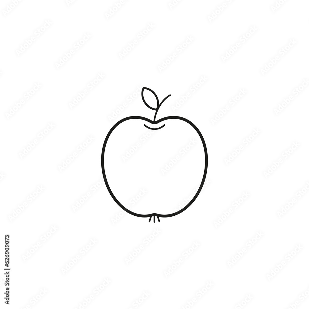 Apple icon in linear style. Single line. Vector illustration. stock image. Apple icon in linear style. Single line. Vector illustration. stock image.