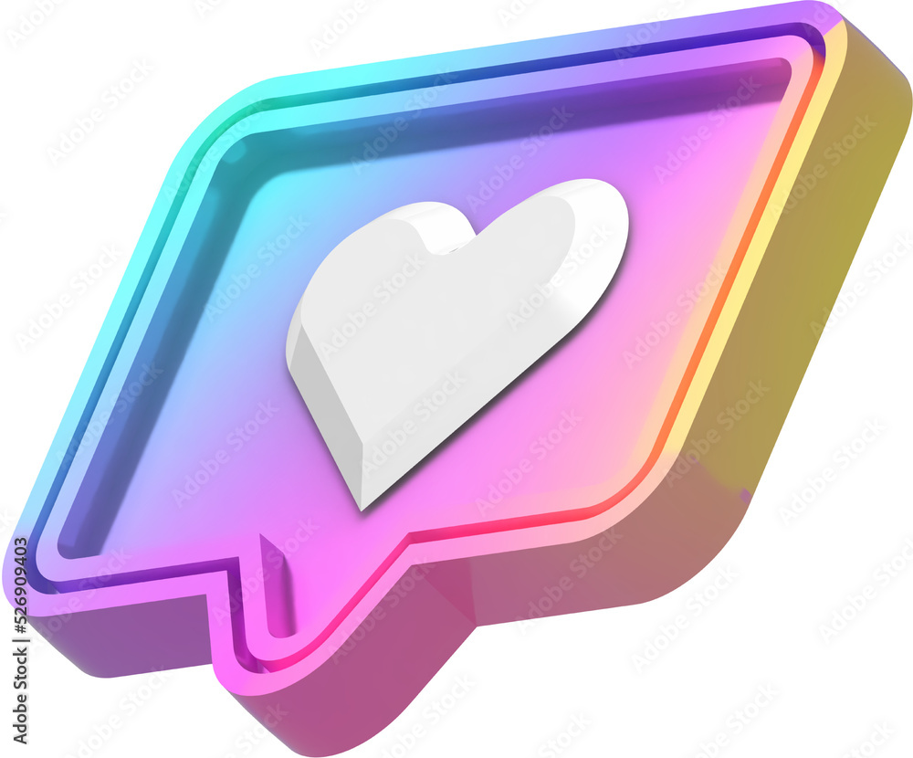 3d heart shape social media notification icon in speech bubble 3d heart shape social media notification icon in speech bubble