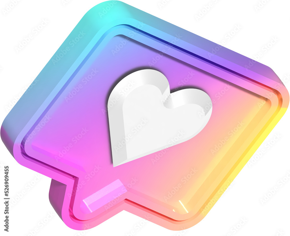 3d heart shape social media notification icon in speech bubble 3d heart shape social media notification icon in speech bubble