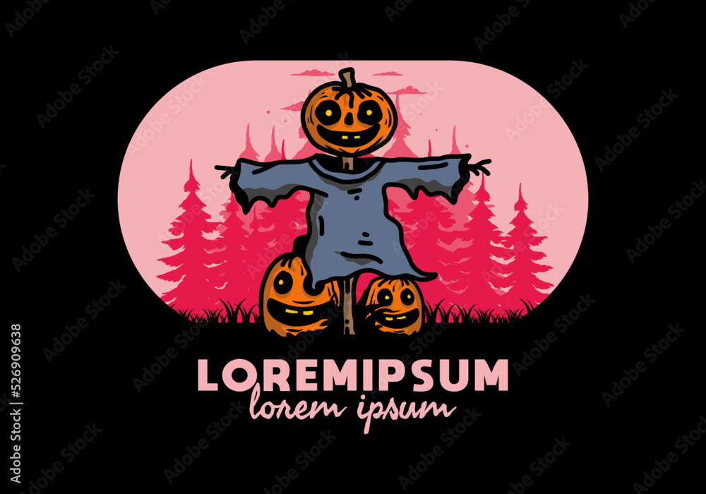 Scary halloween pumpkin illustration design