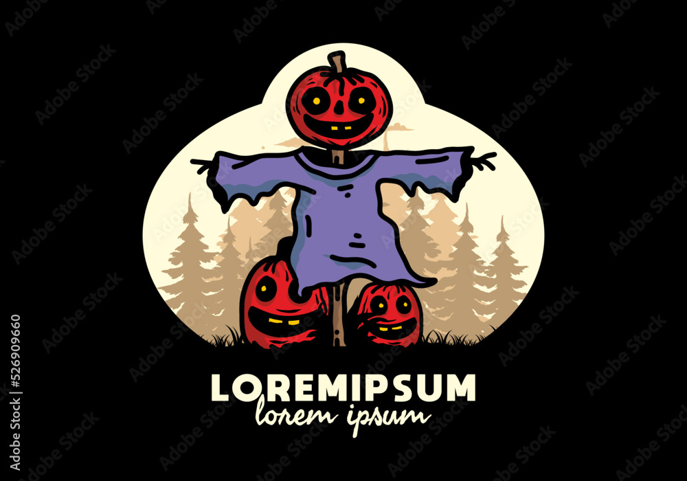 Scary halloween pumpkin illustration design Scary halloween pumpkin illustration design