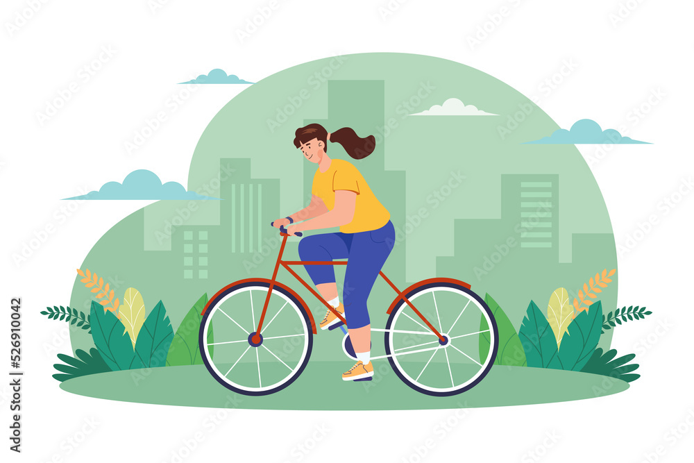 Girl riding a bicycle on the street Girl riding a bicycle on the street