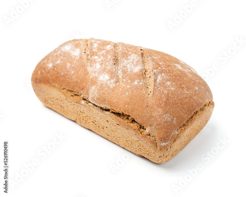 Homemade rye bread isolated on a white background.