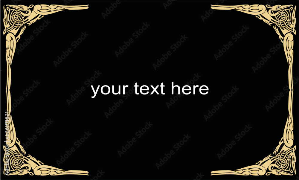 Black metal plate frame with border,Stainless steel background with golden border. Modern vector