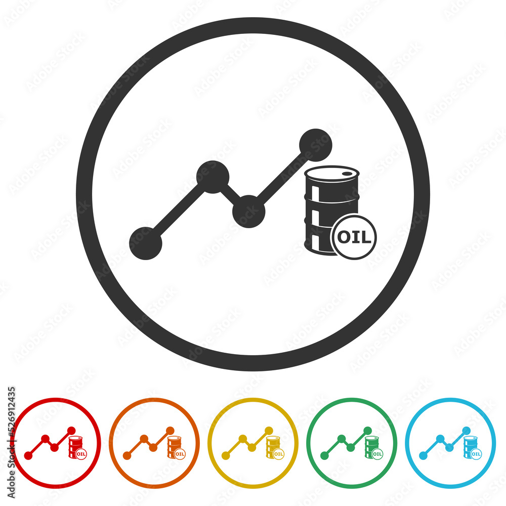 Oil barrel chart glyph icon. Set icons in color circle buttons Oil barrel chart glyph icon. Set icons in color circle buttons