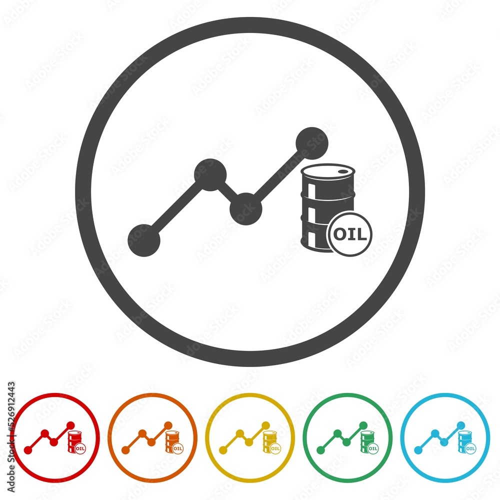 Oil barrel chart glyph icon. Set icons in color circle buttons Oil barrel chart glyph icon. Set icons in color circle buttons
