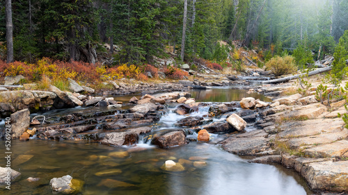 Принти на полотні Running water at Provo river basin in Utah during autumn time