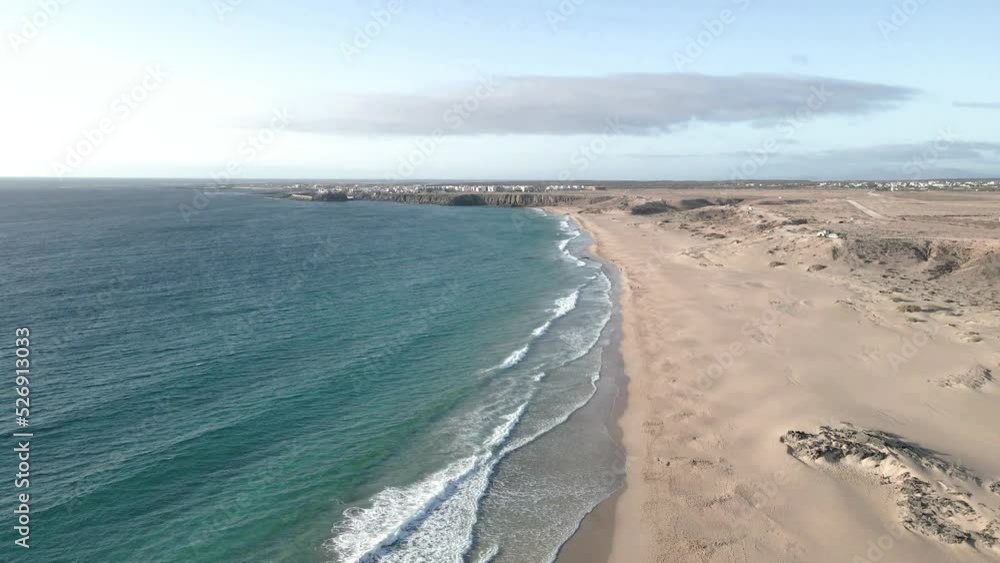 Cotillo Beach Piedra Playa, Fuerteventura, Canary Islands. Aerial view.