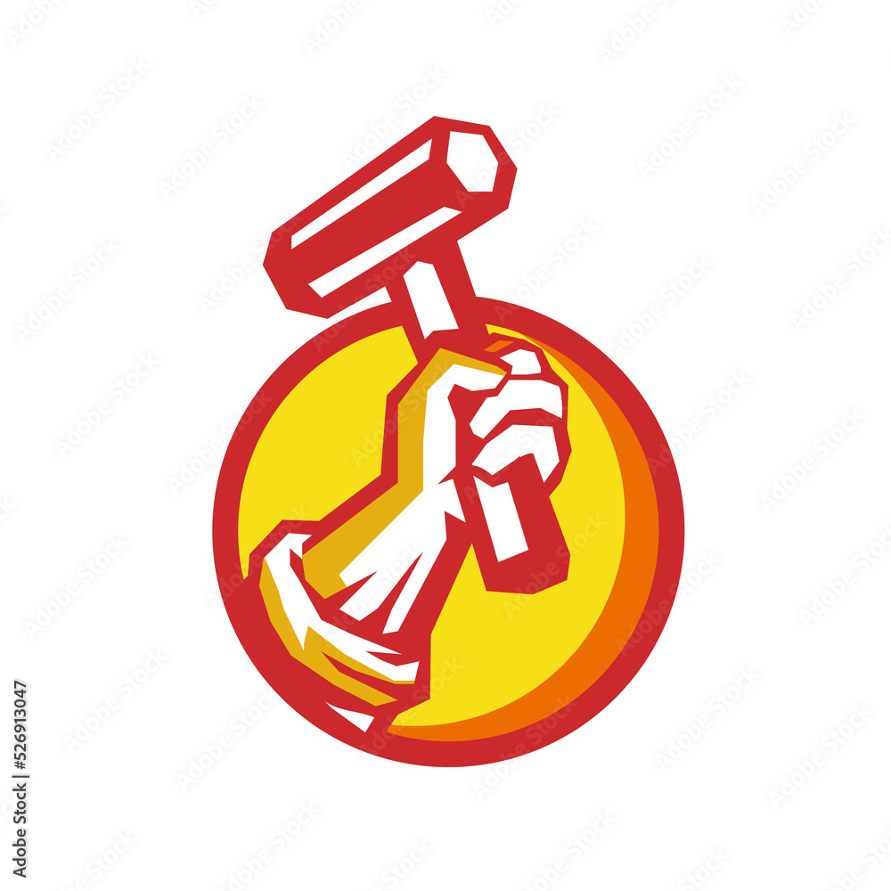 Union Worker Hand Holding Hammer Circle Retro Union Worker Hand Holding Hammer Circle Retro