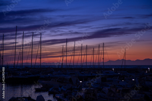 ischia forio italy harbour modern boat at sunset