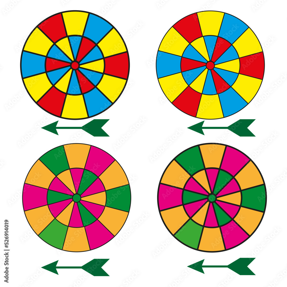 Obraz premium colorful color dart set. Game element. Product display presentation. Business concept. Vector illustration. stock image.