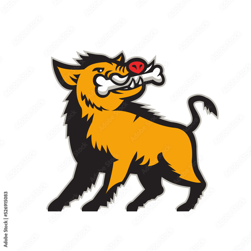 Wild Boar Razorback Bone In Mouth Prancing Retro Wild Boar Razorback Bone In Mouth Prancing Retro