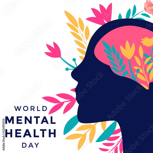 illustration world mental health day design concept