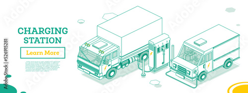 Electromobile Charging Station. Truck and Van. Eco Transport. Green Energy.