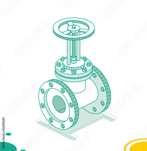 Isomeric Gas Valve Isolated on White. Outline Concept.