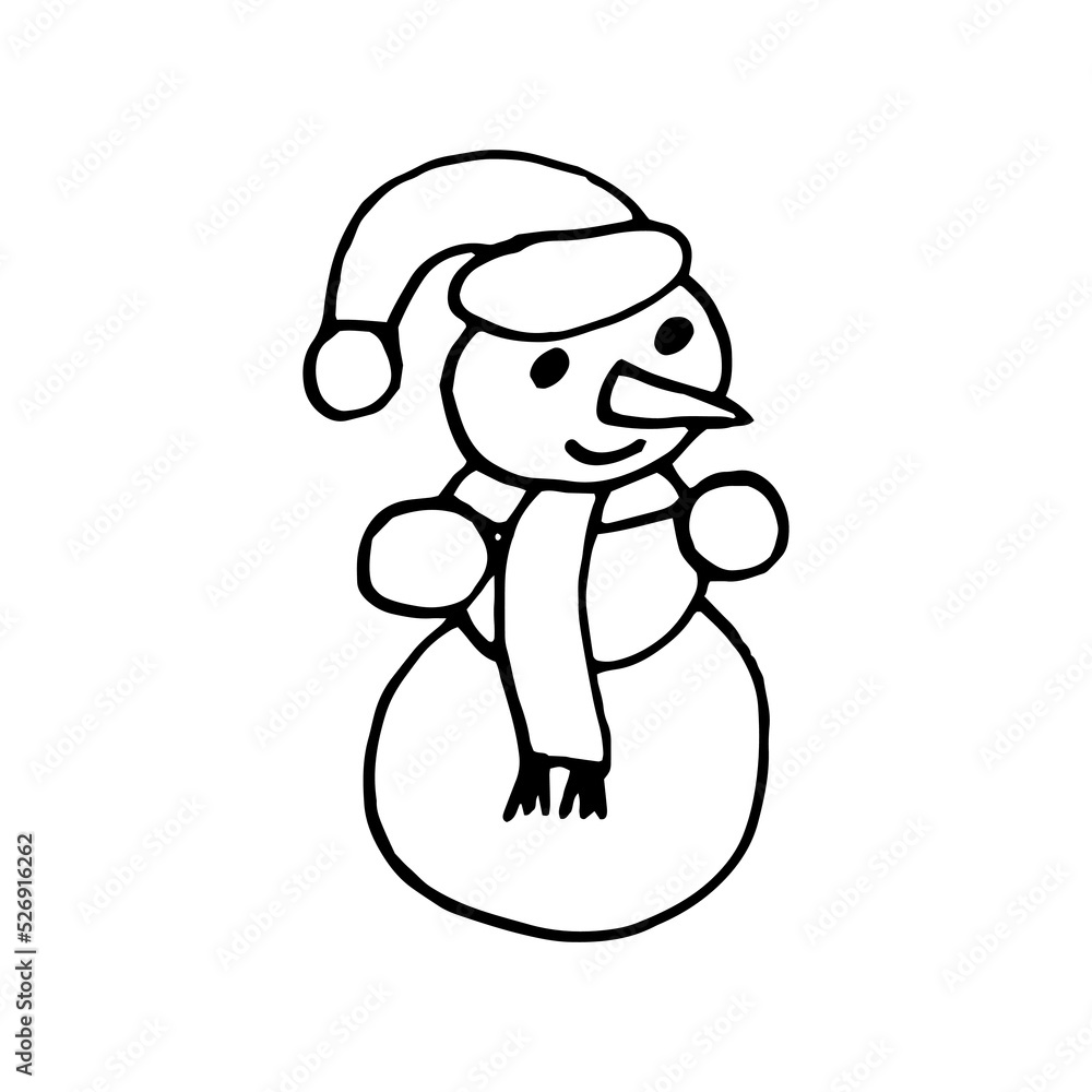 snowman hand drawn doodle. vector, scandinavian, nordic, minimalism, monochrome. icon, sticker, decor, card, christmas, new year, winter. snowman hand drawn doodle. vector, scandinavian, nordic, minimalism, monochrome. icon, sticker, decor, card, christmas, new year, winter.