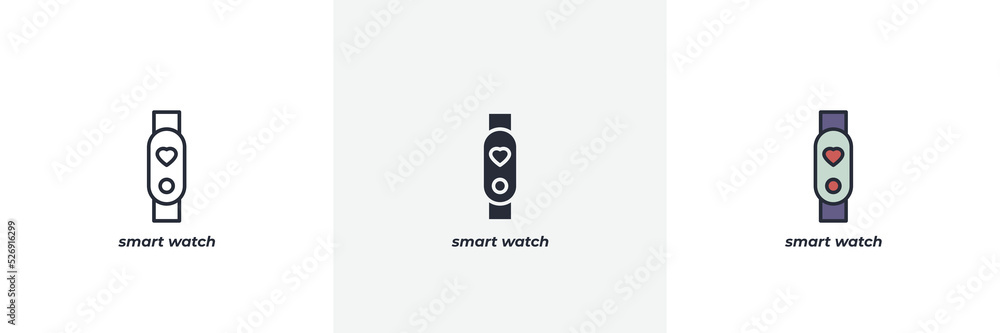 smart watch icon. Line, solid and filled outline colorful version, outline and filled vector sign. Idea Symbol, logo illustration. Vector graphics