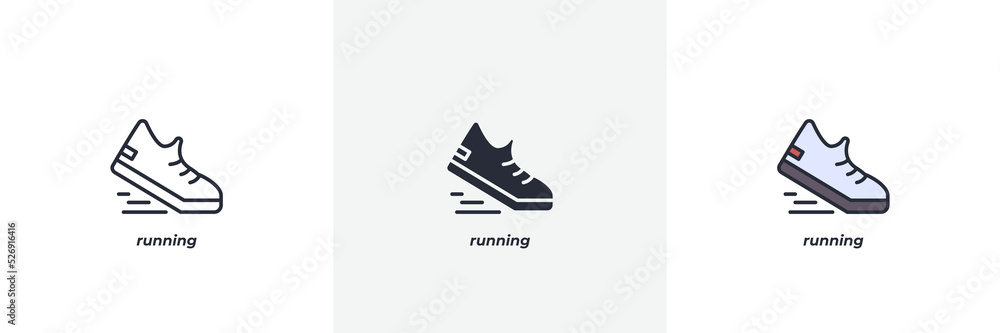 running icon. Line, solid and filled outline colorful version, outline and filled vector sign. Idea Symbol, logo illustration. Vector graphics