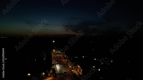 Town of Kleinburg Ontario in the beautiful night Drone shot photo