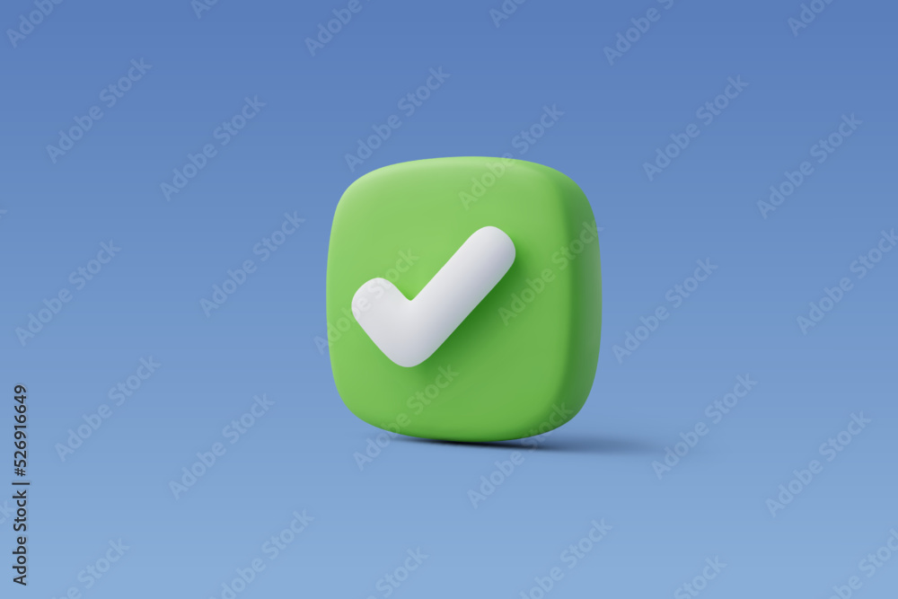 3d Vector Right Checkmark box, Approvement concept. 3d Vector Right Checkmark box, Approvement concept.