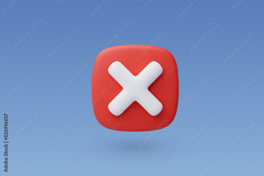 Obraz premium 3d Vector Wrong Checkmark box, Disapprove or Wrong Choice concept.