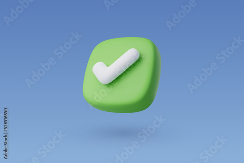 3d Vector Right Checkmark box, Approvement concept.