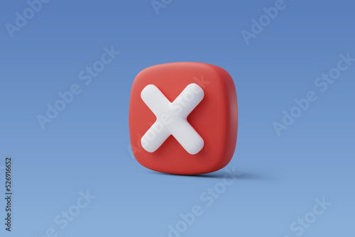3d Vector Wrong Checkmark box, Disapprove or Wrong Choice concept.